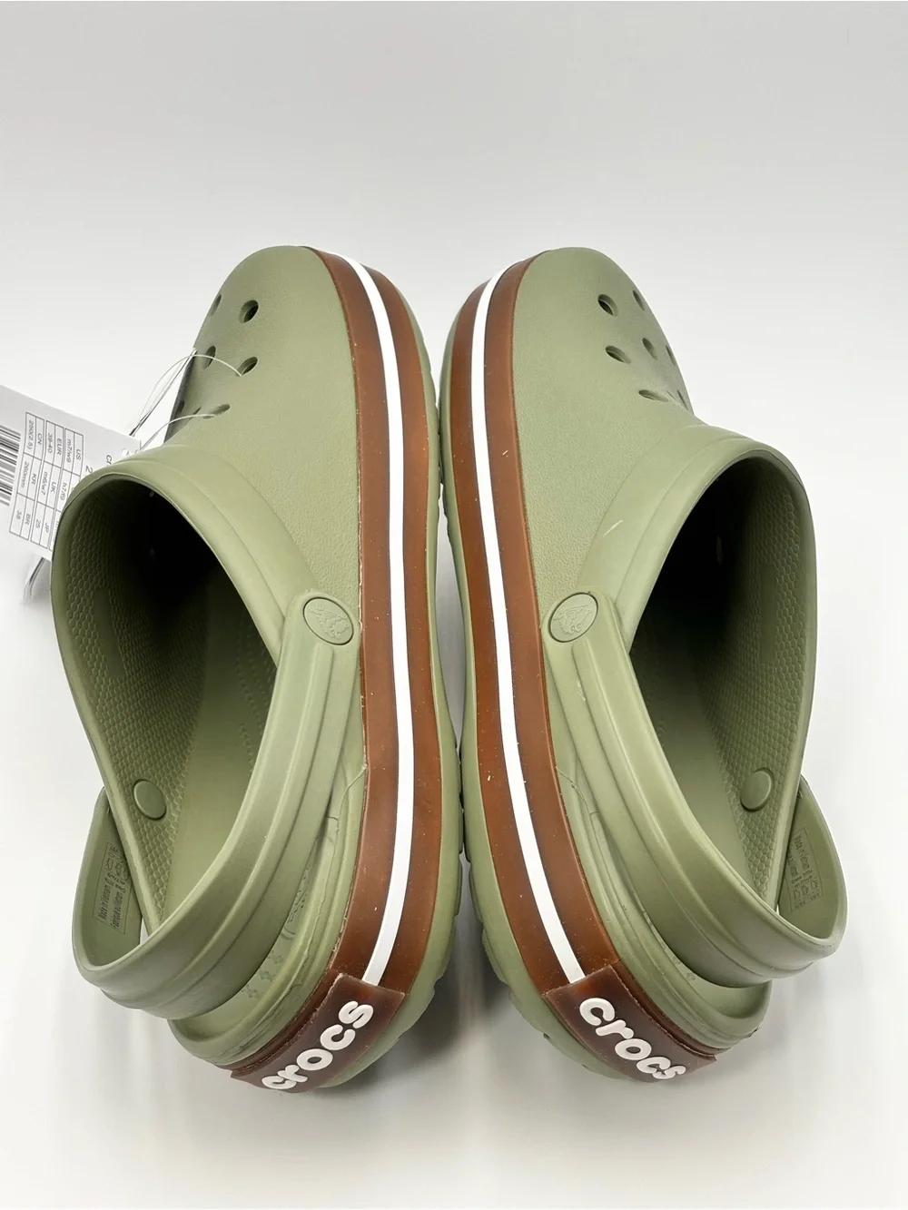 CROCS crocband gum clog Classic Clog in Olive Green with Brown Trim M7/ W9